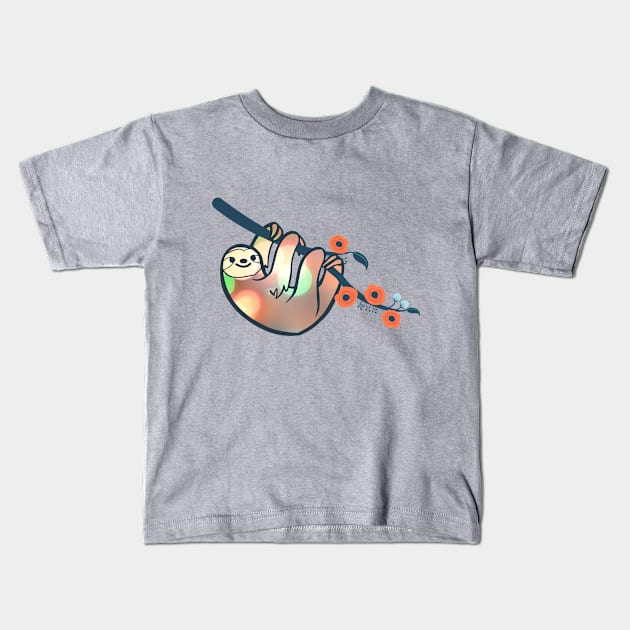 Sloth hanging Kids T-Shirt by LittleAna